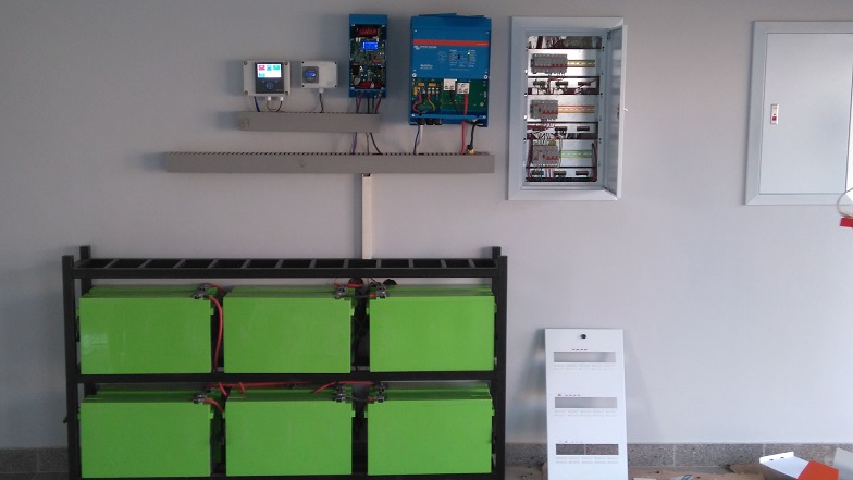Subusters inverter backup power installation with battery bays.