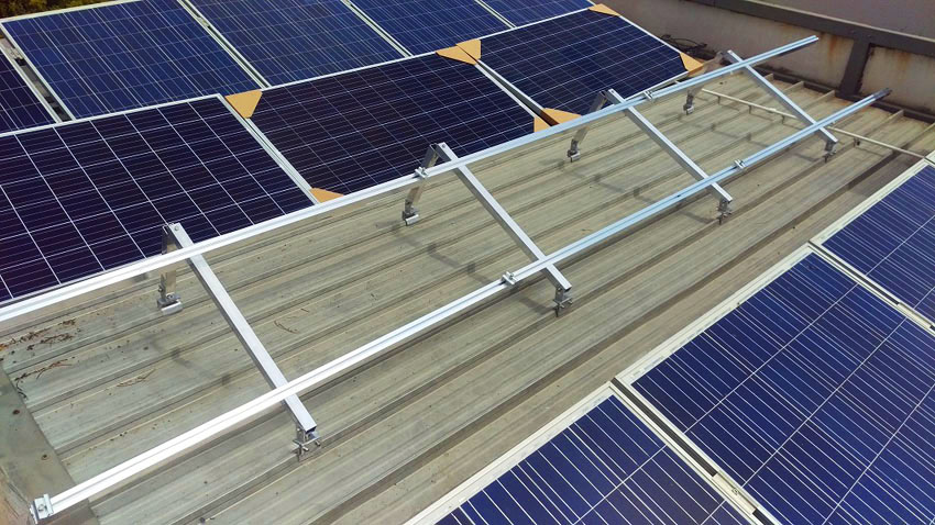 Subusters solar panel installation for solar power as backup power on industrial size.