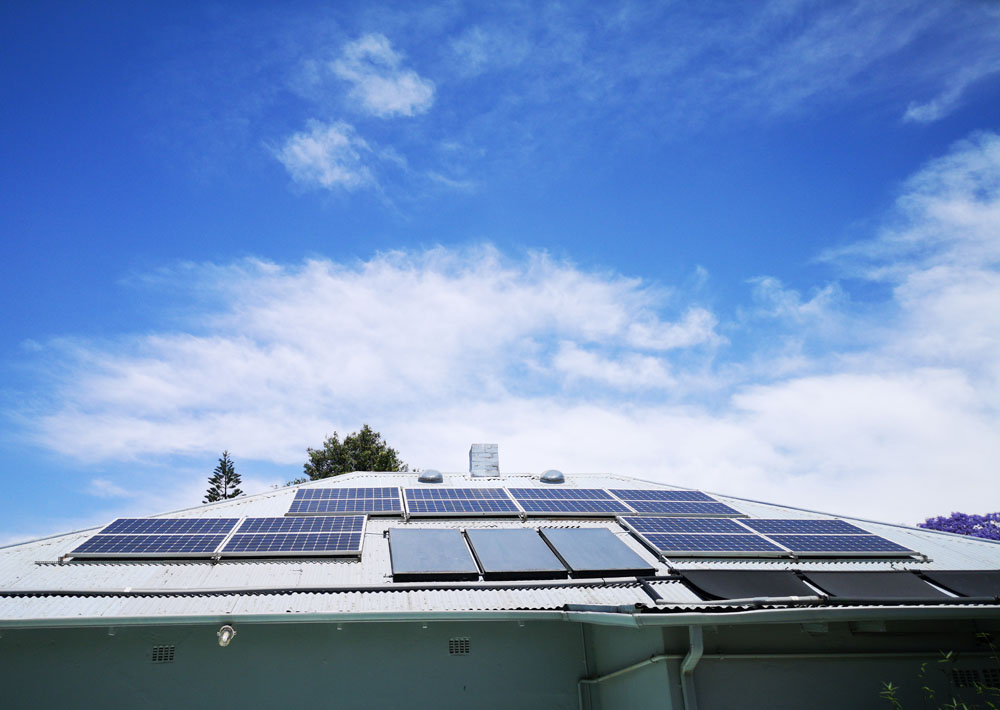 Subusters solar panel installation for solar power as backup power on industrial size.