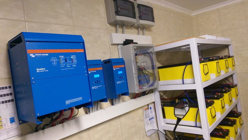 Subusters inverter backup power installation with battery bays.