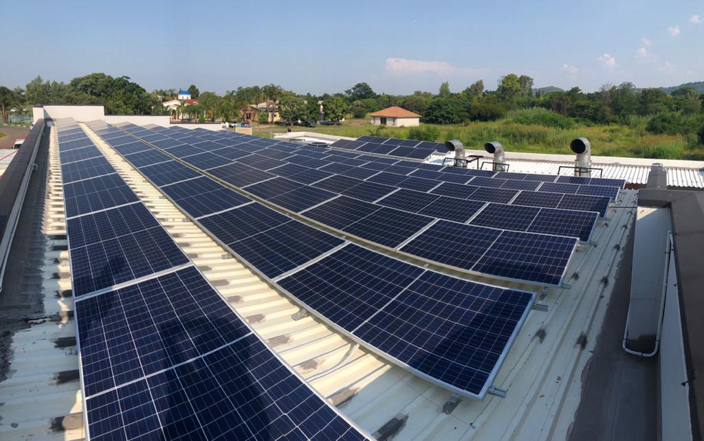 Subusters solar panel installation for solar power as backup power on industrial size.